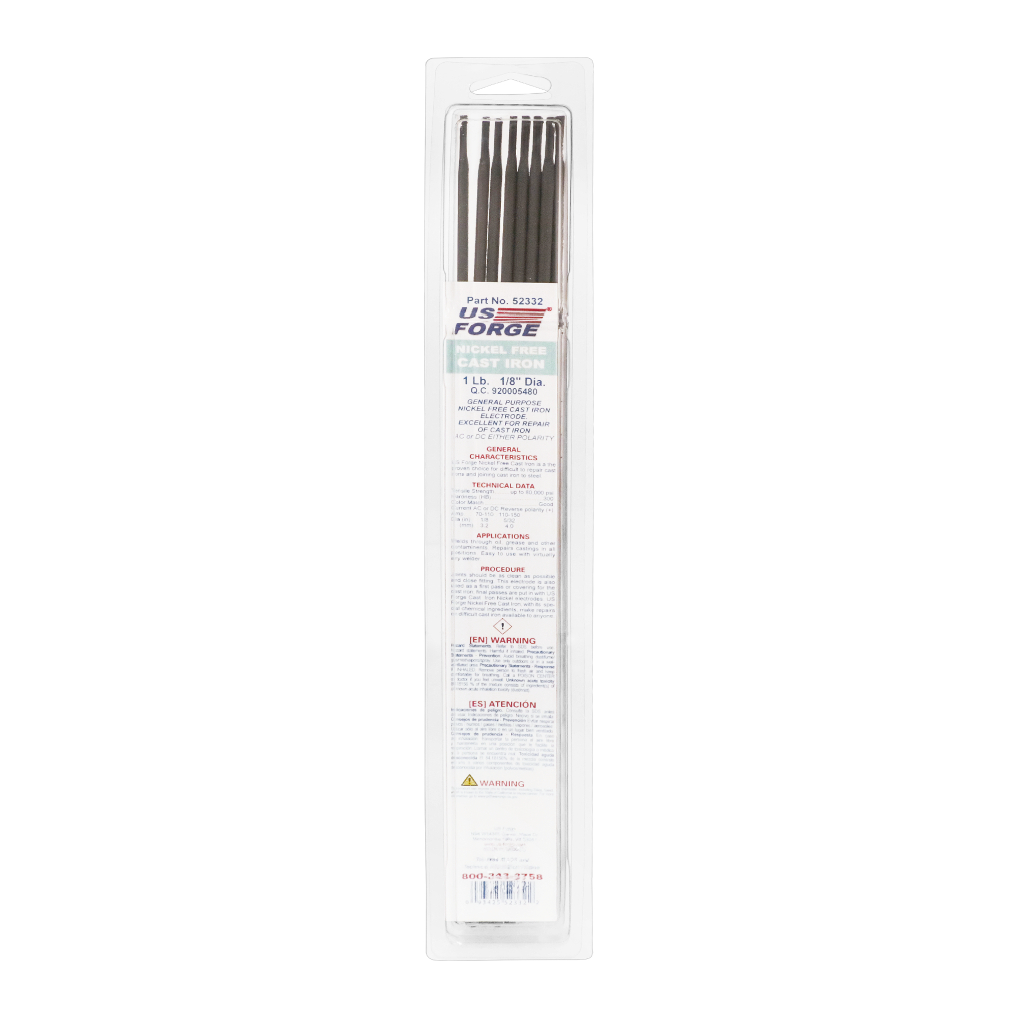 US Forge® 1/8" Nickel-Free Cast Iron Electrode - 1 lbs, Model# 52332